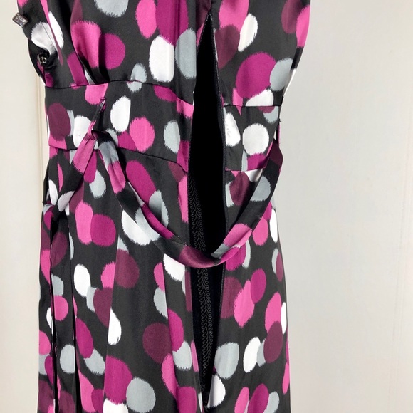 Polka Dot Cinch Dress Purple Black Size 12 - Picture 6 of 8